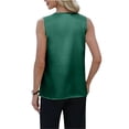 thumbnail image 4 of Women's Silk Satin Camisole Tank Tops V Neck Pleated Dressy Casual Sleeveless Blouses Summer Business Work Shirts Army Green XL, 4 of 6