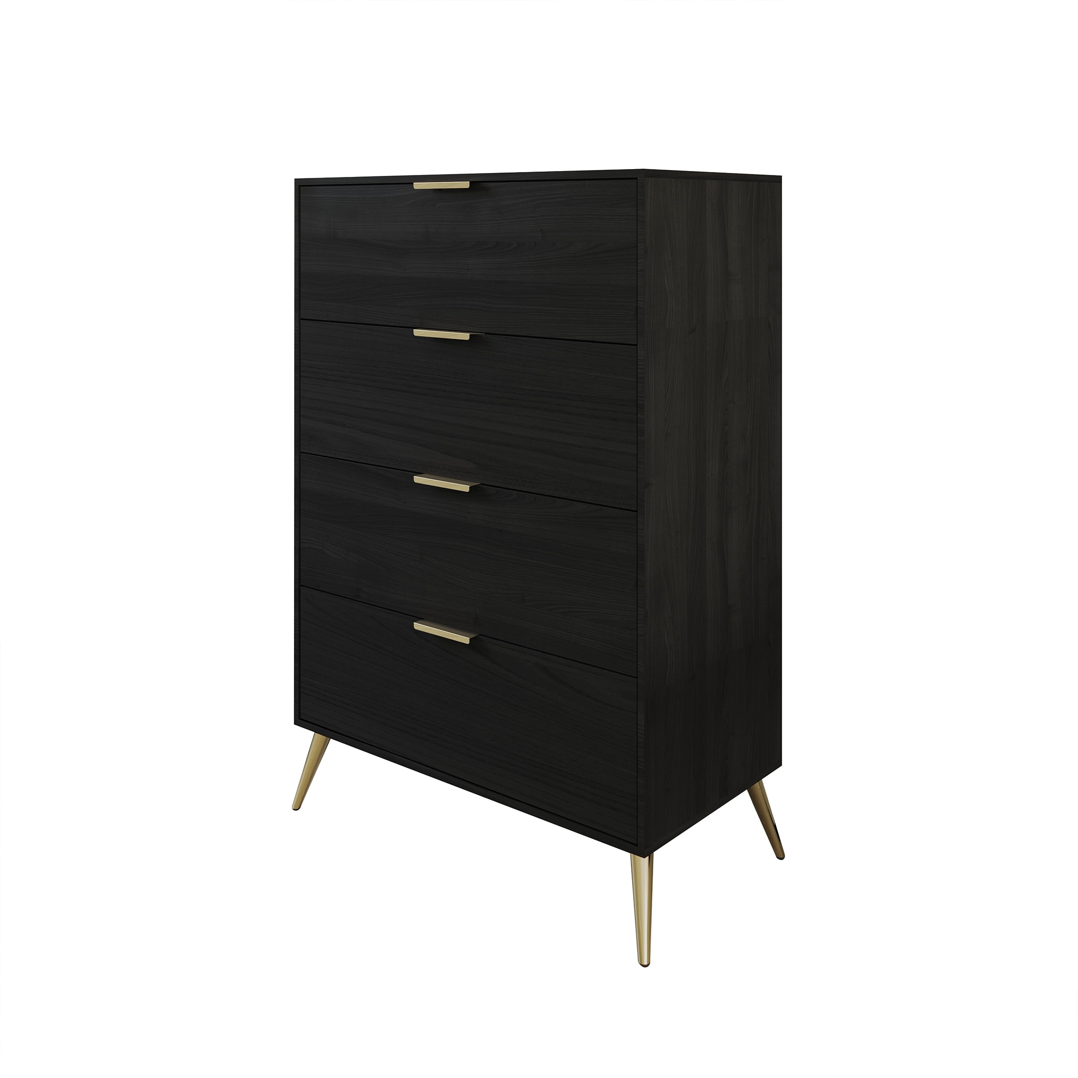 Castle Place Glam 4 Drawers Wooden Dresser, Black