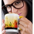 thumbnail image 2 of 3drose, a Pretty Fall Scene with a Tree and Fall Leaves, 15oz Two-tone Yellow Mug, 2 of 6