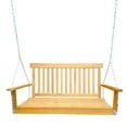 thumbnail image 2 of imerelez Front Porch Swing with Armrests, Wood Bench Swing with Hanging Chains,for Outdoor Patio ,Garden Yard, porch, backyard, or sunroom,Easy to Assemble,teak, 2 of 10