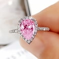 thumbnail image 4 of Huitan-anillos de circón cúbico con forma de gota de agua para mujer, color rosa/cristal, diseño clásico, anillos de compromiso de boda eternidad, joyería de Color plateado, 4 of 4