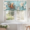 thumbnail image 4 of Ocean Octopus Valances for Windows, 54 x 18in, Undersea Starfish Seashell Coral Vintage Rod Pocket Kitchen Valance Curtain Light Filtering Window Treatments for Living Room Bedroom, 1 Panel, 4 of 7