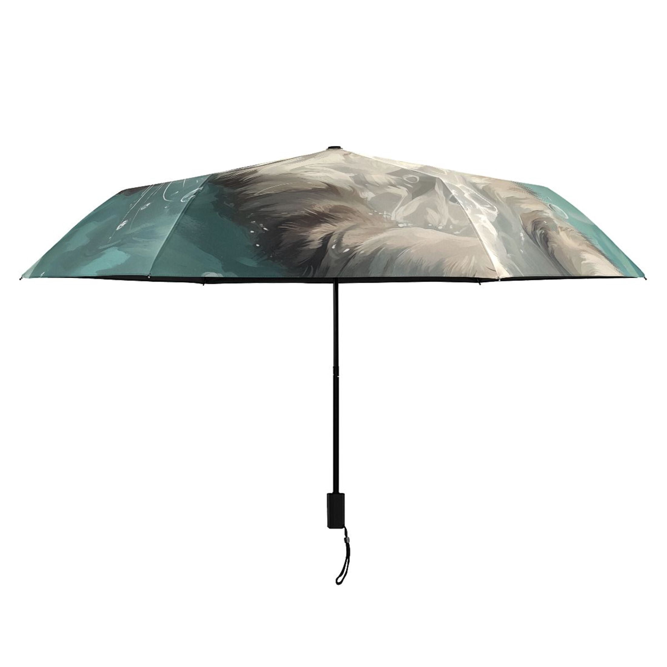 Cat Floating in Water Compact Sun Umbrella Windproof Travel Umbrellas for Rain Strong Portable UV Protection