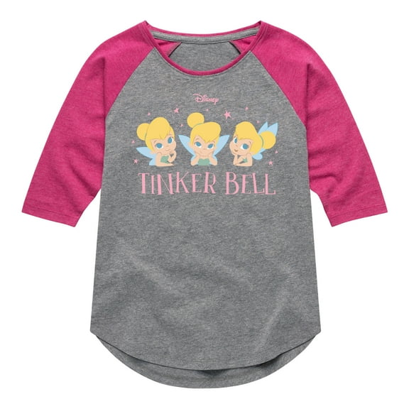 Tinker Bell - Tinker Bell Expression Grid - Toddler And Youth Girls Raglan Graphic T-Shirt