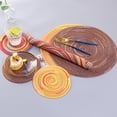 thumbnail image 4 of Round Woven Coasters Hand- Woven Cup Cotton Colored Hot Pads for Kitchen Dinning Table Use 2pcs ( Brown Pattern, 18cm ), 4 of 5