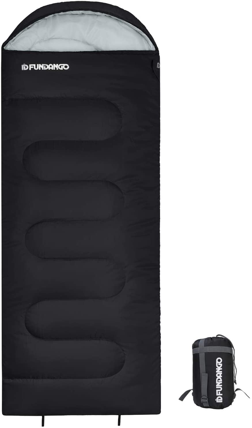 FUNDANGO Lightweight Waterproof Compact Sleeping Bag for Adults, Black