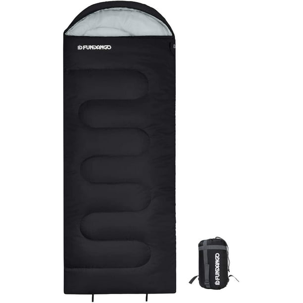 FUNDANGO Lightweight Waterproof Compact Sleeping Bag for Adults, Black