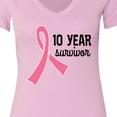 thumbnail image 4 of Inktastic Breast Cancer 10 Year Survivor Pink Ribbon Women's V-Neck T-Shirt, 4 of 5