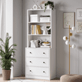 thumbnail image 2 of RichYa 71'' Tall Bookcase with 3 Drawers,3 Tier Display Bookshelves for Home Office,Living Room,White, 2 of 8