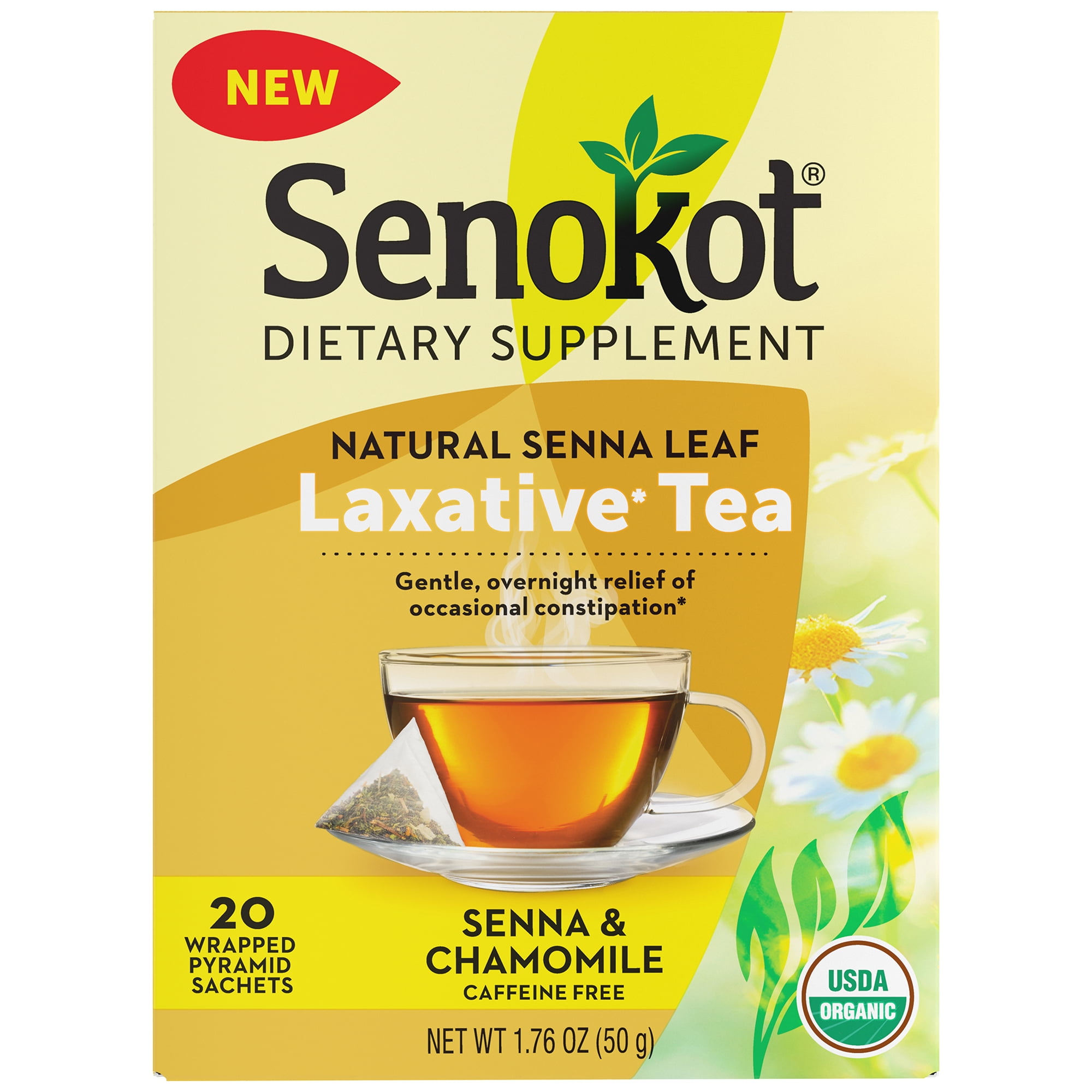Senokot® Laxative* Tea Dietary Supplement, Organic Senna & Chamomile, 20Count