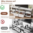 thumbnail image 2 of Mueble de TV industrial para sala de estar – 2 cajones, 5 estantes abiertos, estructura metálica, superficie de madera, para televisores hasta 75 pulgadas – Color blanco antiguo, 1.8 metros, 2 of 7
