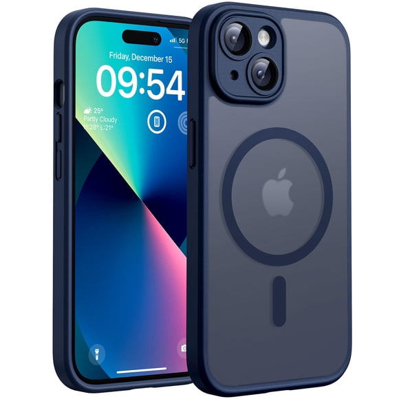 Funda magnética TOCOL para iPhone 13 de 6,1 pulgadas, color azul oscuro
