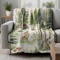 thumbnail image 2 of Green Forest Blanket Soft Cozy Warm Throw Blanket for Couch, Plush Fuzzy Flannel Fleece Blankets for Sofa, Modern Art Animals Watercolor Rustic Bed Blankets Lightweight Gifts for Women, 32"x48", 2 of 9
