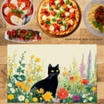 thumbnail image 2 of JOOCAR Black Cat in Flower Garden Linen Table Mats Set of 4 for Home Kitchen Table Decor 12x18 inch, 2 of 5