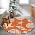 thumbnail image 4 of Summer Marine Life Washable Round Area Rug 3.3 ft, Graffiti Corals Shell Conch Sea Starfish Orange, Soft Non Slip Rugs Stain Repellent Indoor Felt Carpet for Living Dining Room Bedroom Home Office, 4 of 9