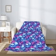 thumbnail image 2 of Gaeub blue Skull purple flower Print Flannel Throw Blanket, Home Fleece Throw Blanket for Couch or Bed,Decorative Blankets,Lightweight Fuzzy Flannel Blanket-60"x50", 2 of 6
