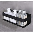 thumbnail image 3 of Estante de ducha autoadhesivo de acero inoxidable SUS304 sin perforaciones HomeHeng, color negro mate, para baño, 30 cm, 3 of 4