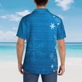 thumbnail image 4 of Bingfone Men's Short Sleeve Button Down Shirts Hawaiian Blue Christmas Printed Beach Shirt, 4 of 7