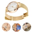 thumbnail image 4 of FELTECHELECTR Reloj de pulsera de cuarzo para mujer, de lujo, con correa de malla, creativo, dorado, 4 of 5