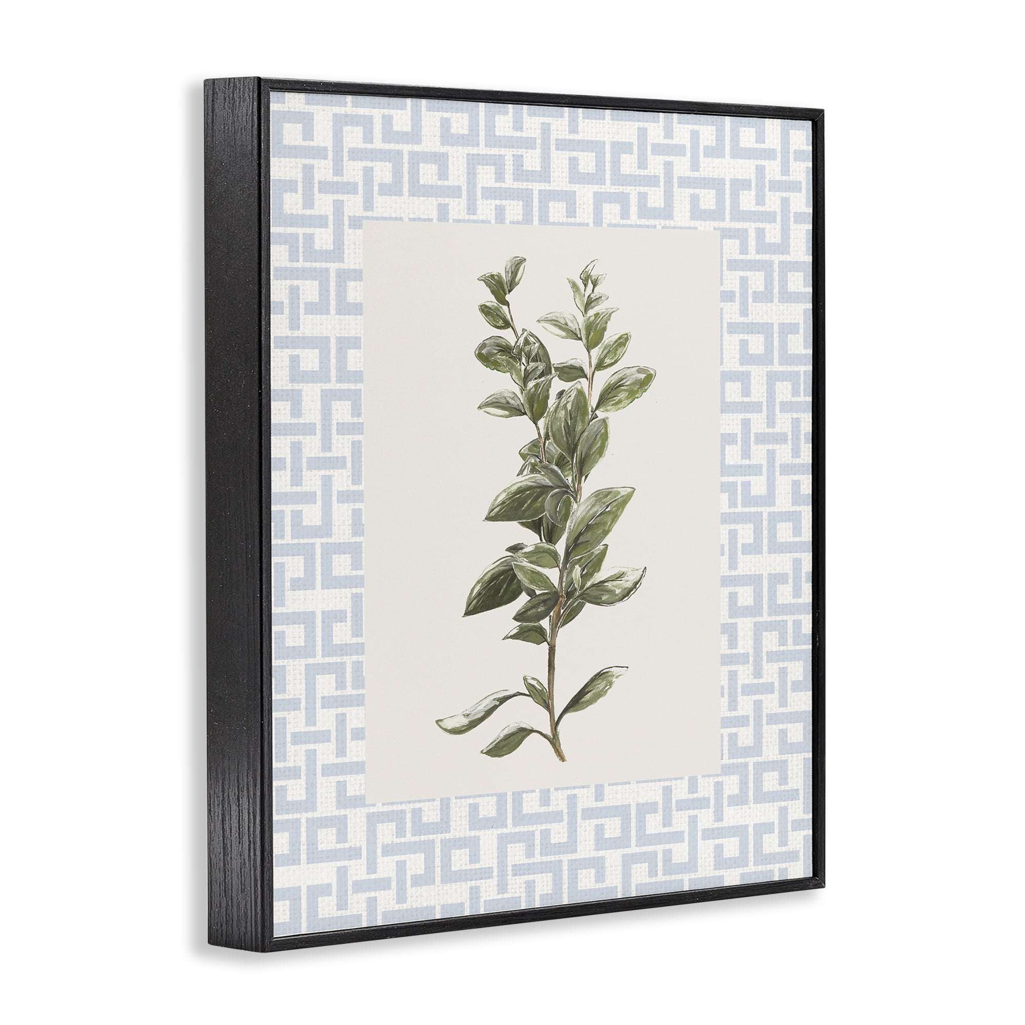 Stupell Industries Fresh Herb on Geometric Black Framed Giclee Art, design by Diannart
