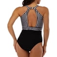 thumbnail image 3 of Women One Piece Swimsuit High Neck Plunge Mesh Ruched Swimwear Tempt Me Bathing Suit, 3 of 6