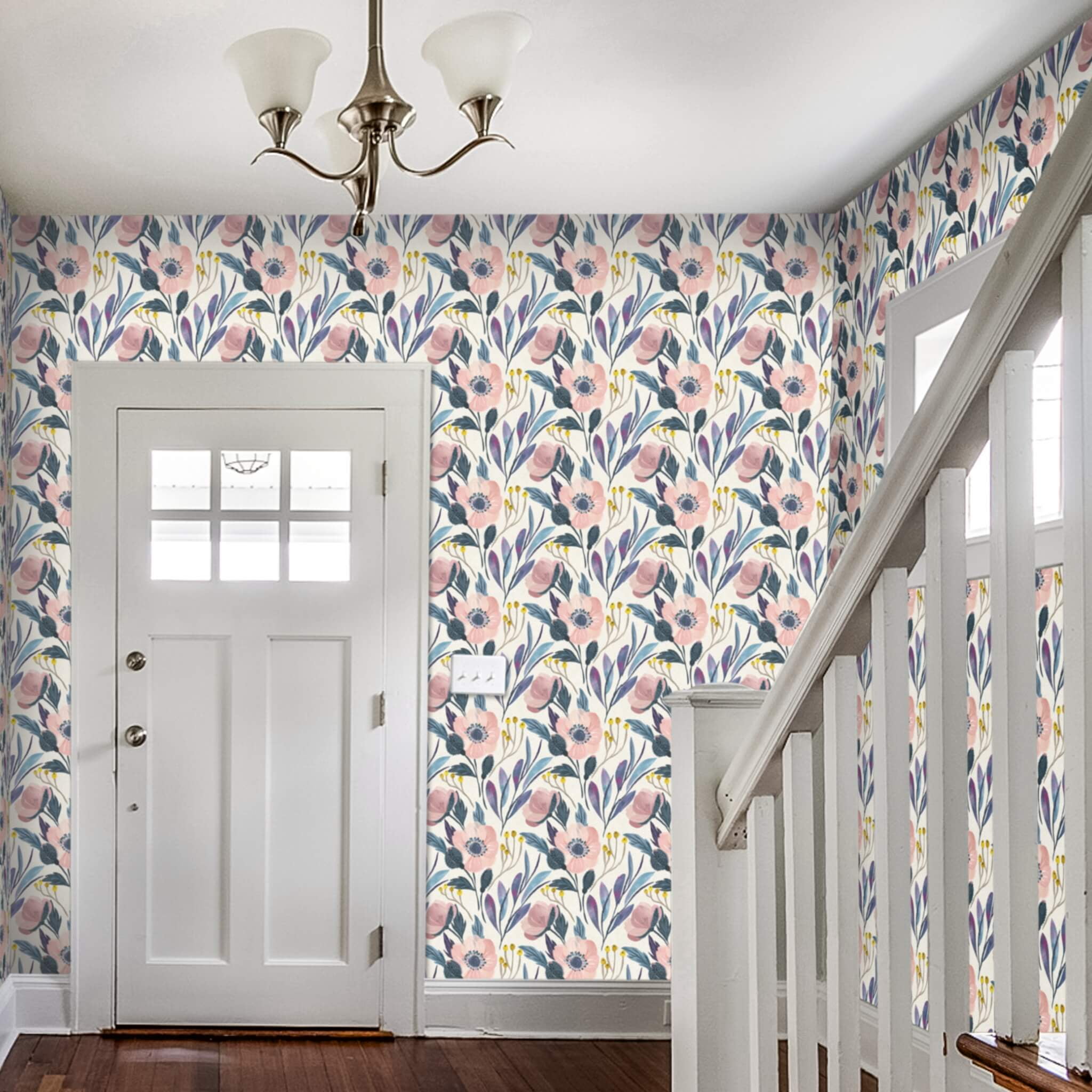 Main Street Floral 20.5 in x 16 ft Peel & Stick Self‑Adhesive Pink Wild Flower Wallpaper Roll (Covers 28.18 Sq ft)