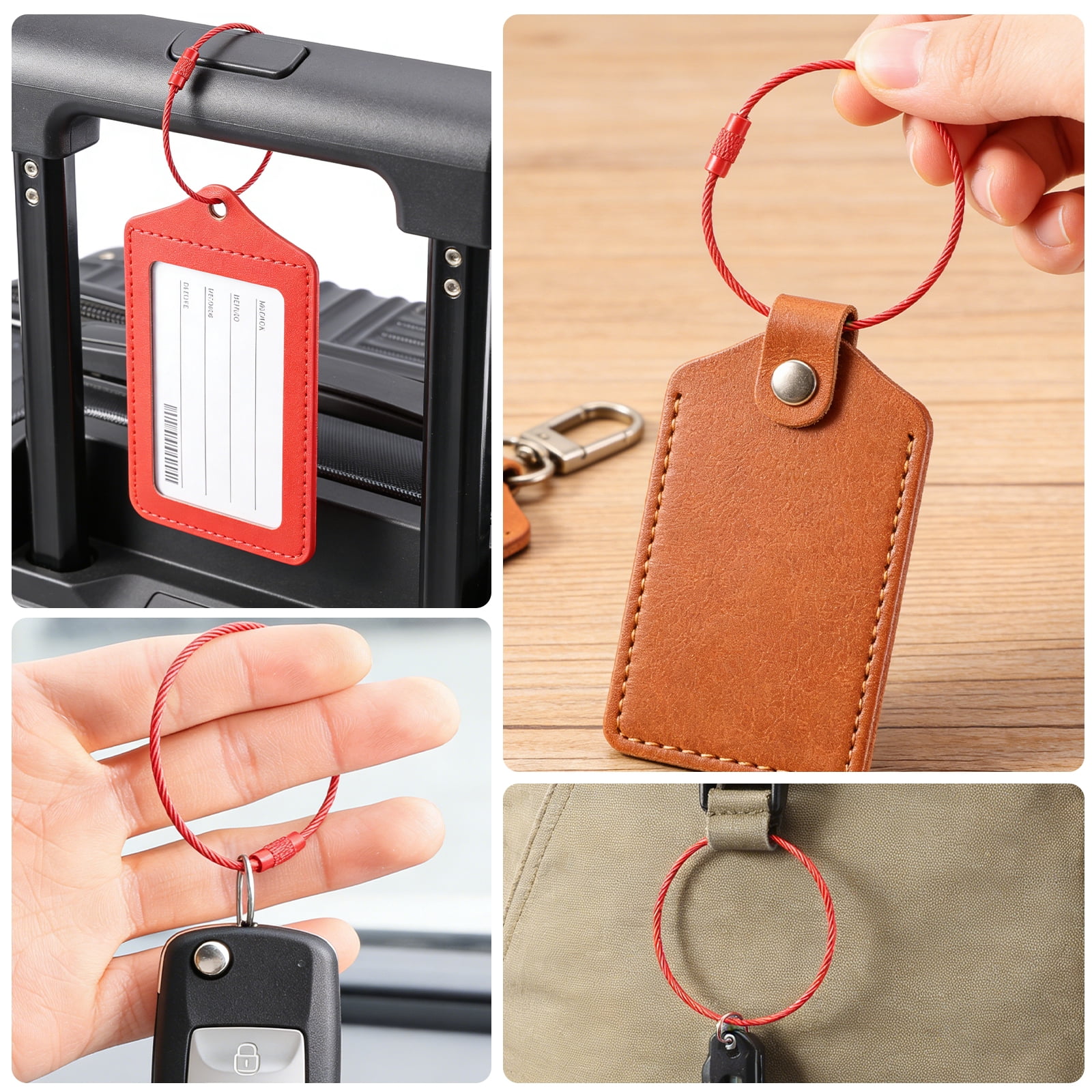 100/200 PCS Keychain 5.9 Inches Wire Ring 0.059 Inches Thickness Cable Loop Ring for Hanging Luggage Tag Key and ID Card
