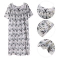 thumbnail image 5 of Sleep wear Womens Snap Front Nightgown Housecoat Cotton Duster Short Sleeve House Dress, Cotton Woven Printed Floral Button Front Robe, 5 of 9