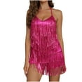 thumbnail image 4 of REALiKUN Sequin Fringe Romper Sparkly Glitter Metallic Jumpsuits For Women,Backless Shorts Dress Disco Dance Outfit, 4 of 8
