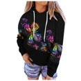 thumbnail image 2 of MPWEGNP Sweat à Capuche pour Femmes, Imprimé Patchwork, Manches Longues, Blouse Décontractée, Design Graphique, Noir, 2 of 5