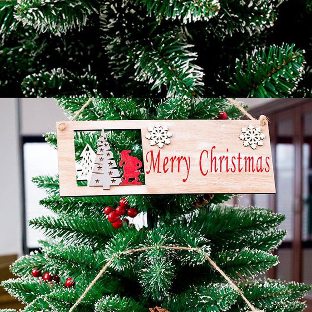 Christmas Santa Claus Elk Wood Plate Hollow Door Hanging Xmas Ornament Decor 