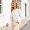 thumbnail image 6 of WAVSUF Girls Sweater Jacket Comfort Soft Long Sleeve Crew Neck Lightweight Fall Thin Style Cardigan White 2, 6 of 8
