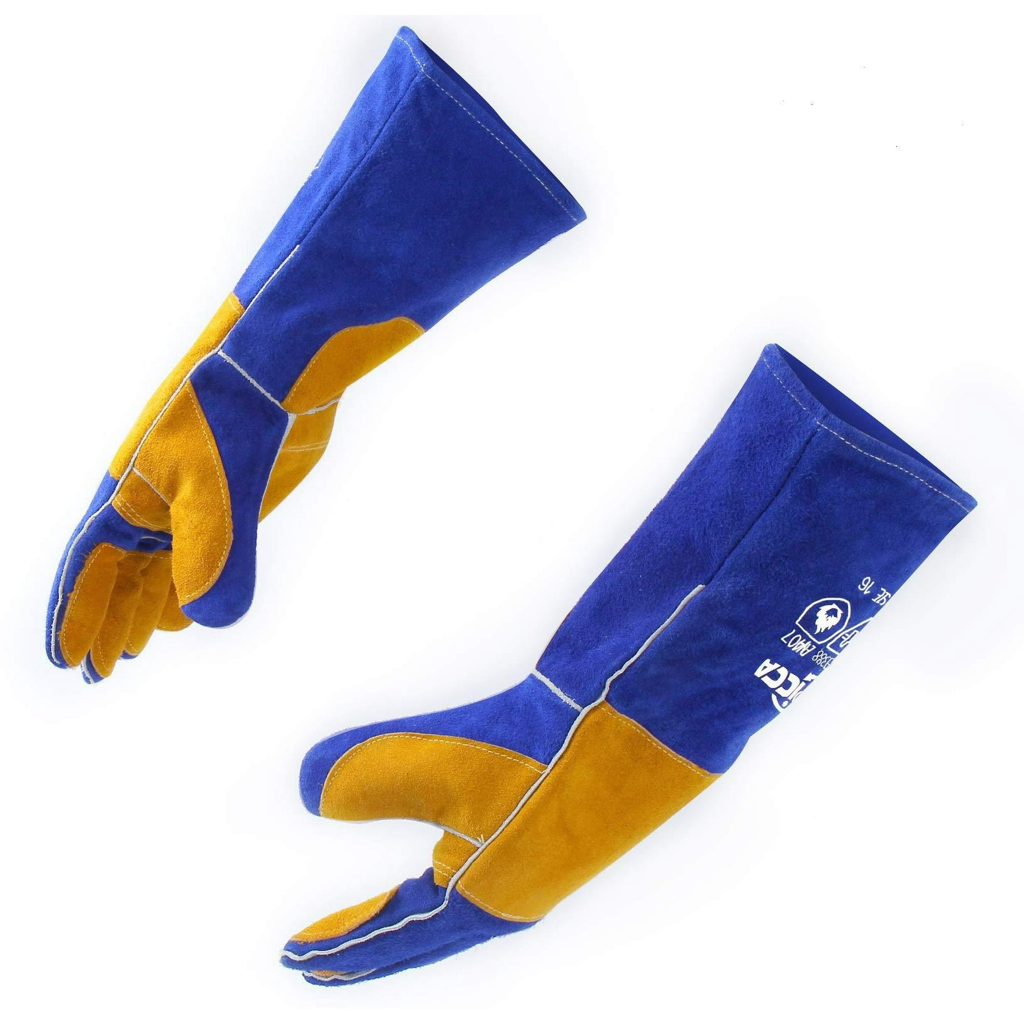 16 Inches,662℉,Leather Forge/Mig/Stick Welding Gloves Heat/Fire Resistant/ Fireplace/Furnace/Stove/Pot Holder/Tig Welder/Mig/BBQ/Animal Handling Glove With 16 Inches Extra Long Sleeve– Black