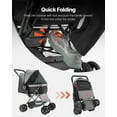thumbnail image 6 of Pet Stroller Foldable 4-Wheel Travel Dog Stroller with Reversible Handle, Compact One-Hand Fold, Smooth EVA Wheels, Breathable Mesh Cabin, Supports Pets up to 44lbs, Ideal for Dogs and Cats, 6 of 11