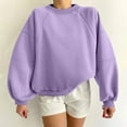 thumbnail image 3 of QUYUON Crewneck Sweatshirts Womens Casual Long Sleeve Crew Neck Sweatshirts Pullover Tops Oversized Sweatshirt for Women Loose Fit Blouse Shirts Winter Warm Sweater Coat Purple XL, 3 of 6