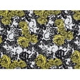 thumbnail image 2 of Zelouf Floral Print On Danielle Stretch Satin  , Sewing, DIY, Crafts Fabric by the Yard, Wht/yellow/blk, 10 Yard, 2 of 2