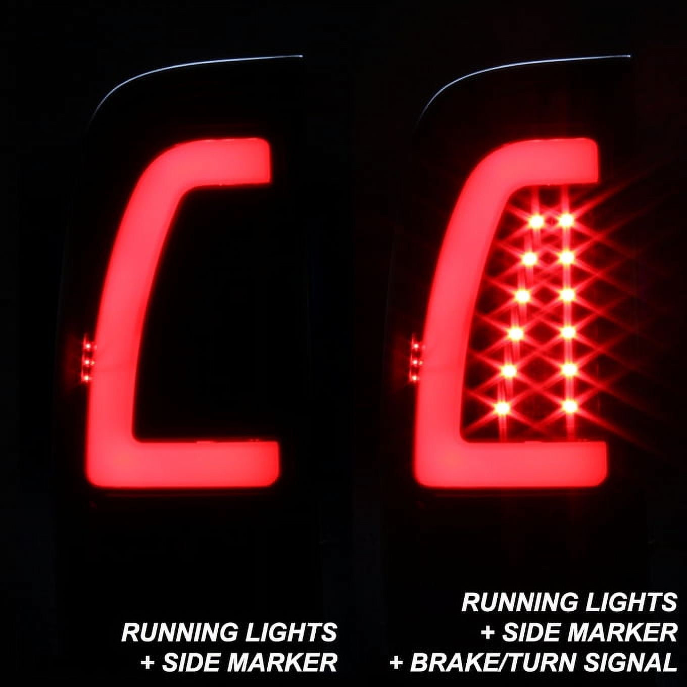 AKKON - For Black Smoked 1997-2003 Ford F150 99-07 F250 F350 LED Tube Tail Lights Lamps Pair Left and Right
