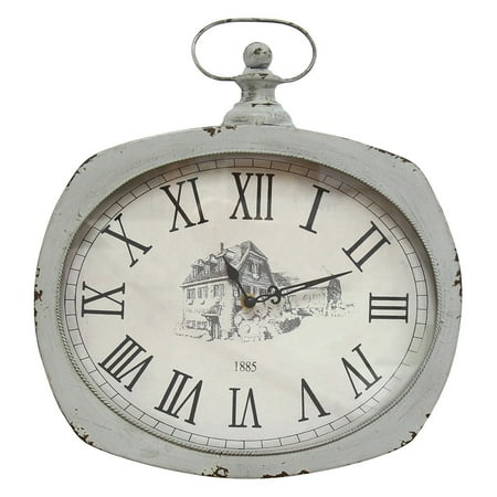 Stratton Home Decor  Distressed White Wall  Clock  Walmart  com