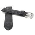 thumbnail image 2 of 24mm Mens' Alligator Style Leather Watch Strap Band, Stainless Steel Buckle, 2 of 7