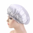 thumbnail image 2 of Bonnet Rond en Dentelle Imitation Soie Bonnet de Sommeil Bonnet de Chimiothérapie Bonnet de Beauté et de Coiffure Très Grand Réversible Ajustable Bonnet en Satin Sommeil Cheveux Bouclés Naturels, 2 of 6