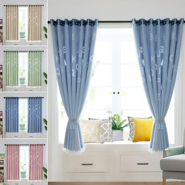 Letter Blackout Window Curtains Mesh Kids Girls Boys Room Bedroom Drapes Eyelet Ring 38 X78 59 X78 78 X78 Walmart Com Walmart Com