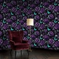 thumbnail image 2 of Peel and Stick Wallpaper Purple Roses Turquoise Butterflies Dark Elegant Floral Wall Mural 17.7in x 9.8ft Self Adhesive Removable Wall Paper Renter Friendly Wallpaper for Nursery Bedroom Cabinets, 2 of 8