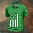 thumbnail image 1 of Ceisia Men's St. Patrick's Day Polo Shirt Collection | Shamrock American Flag Print | Casual Short Sleeve Collared Tops Gift, 1 of 5