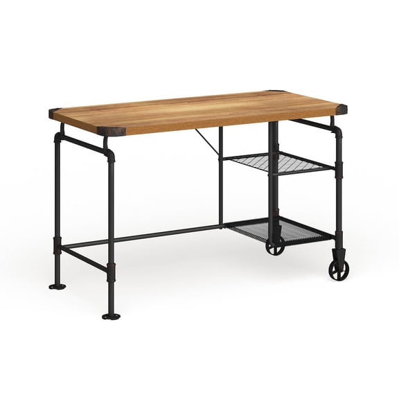 Furniture of America Jonathan Metal Writing Desk with Casters in Antique Black
