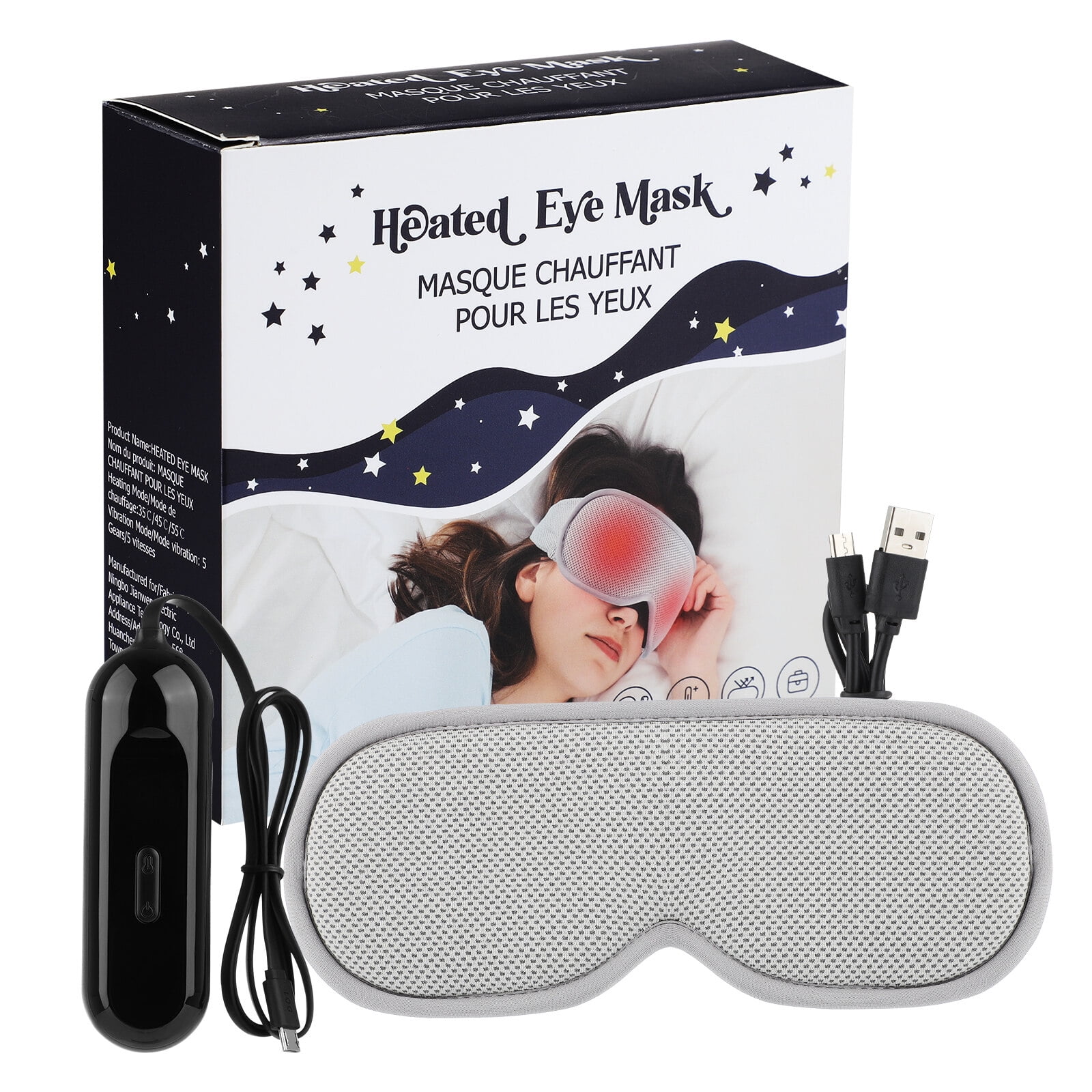 Heated Eye Mask USB Eye Mask for Dry Eyes with Temperature & Timer Control, Warm 3D Eye Heating