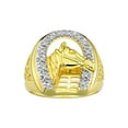 thumbnail image 1 of RYLOS 14K Yellow Gold Men's Ring,  designer Lucky Horseshoe Design with Diamonds Size 13, 1 of 7