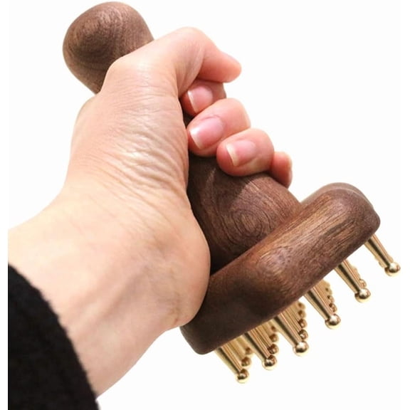 24teeth Copper Head Massage Comb for Body and Scalp Meridian Point Massager Brush for Body and Scalp Relief Body Massage Brush for Cellulite Remover gua sha brush