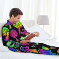 thumbnail image 6 of Naloa Bright Mushrooms Men’s Pajamas Set - Long Sleeve Button Down Sleep Shirt and Pajama Bottoms Sleepwear Set-XX-Large, 6 of 7