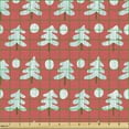 thumbnail image 2 of Ambesonne Christmas Fabric by the Yard Upholstery, Pine Trees Doodle Pastel, 1 Yard, Dark Coral Mint Green, 2 of 5