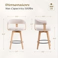 thumbnail image 4 of Joyyskill Swivel Bar Stools Set of 6, 26” Wood Counter Height Barstools with Curved Back, Mid Century Modern Boucle Upholstered Bar Chairs, Natural Oak/White, 4 of 6